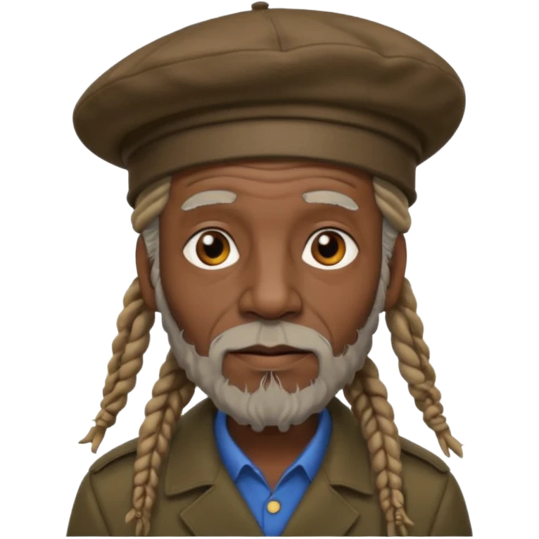 dreadlocks old man, beret hat emoji