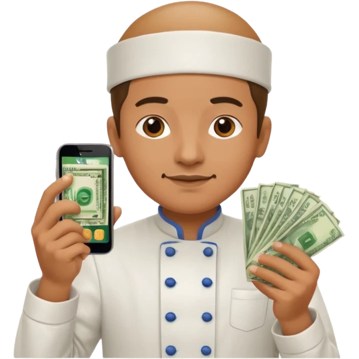 chef holding money and phone emoji