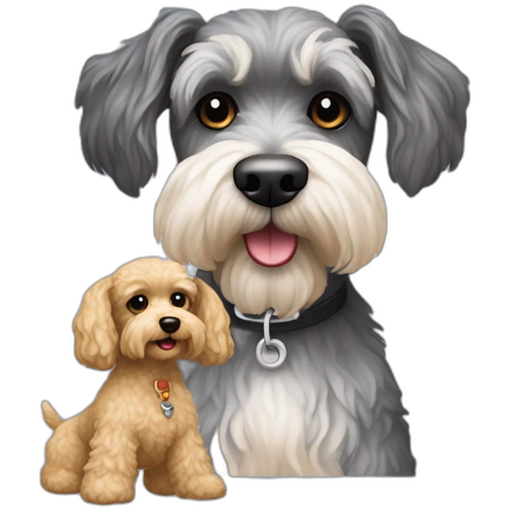 Schnauzer y un mini toys poodle que estén juntos emoji
