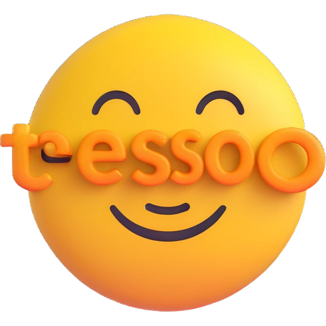 colorful 3D circular emoji with the word 'tesó' in the center in a modern font emoji