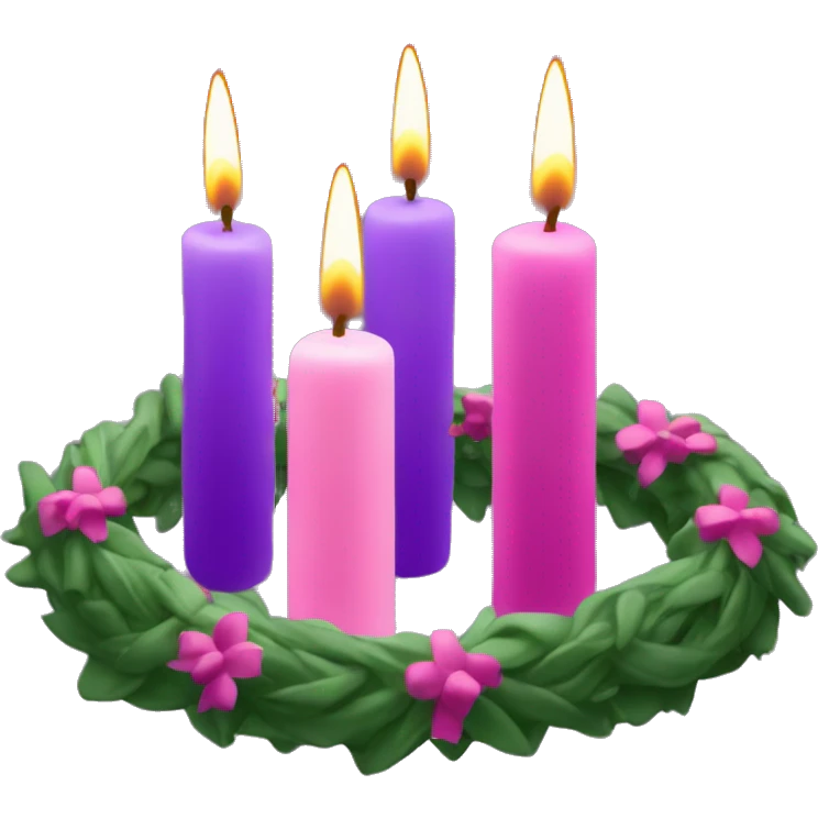Advent wreath with only 4 candles. 3 purple candles 1 pink candle  emoji