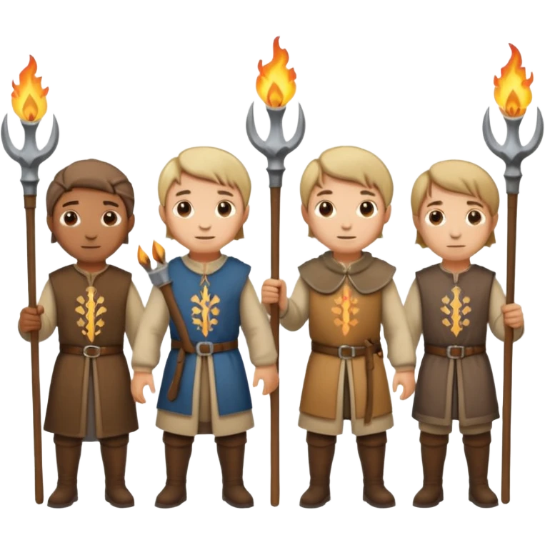 les villagois avec des fourches ou des torches sapé en moyen age emoji
