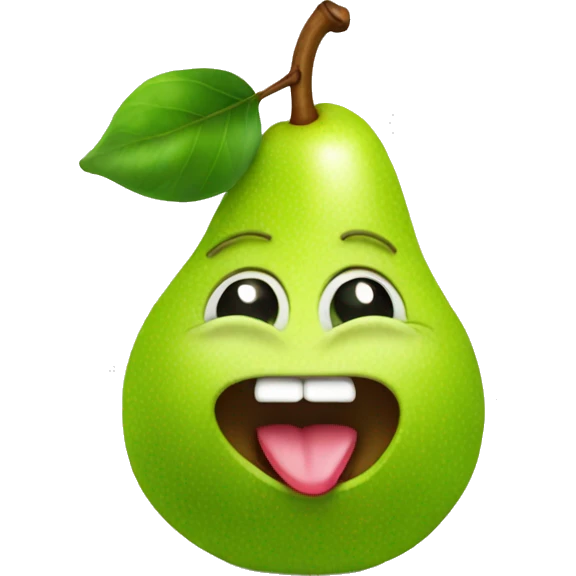 Green Cute pear with tongue emoji