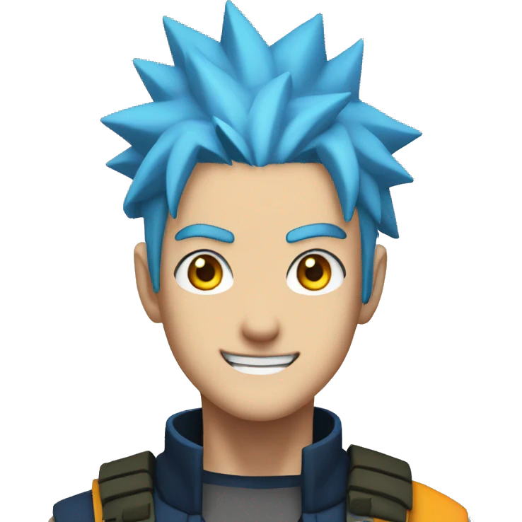 naruto character with bright blue hair and yellow eyes emoji
