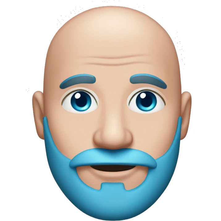 Bald man with fluorescent pink skin color and fluorescent blue beard, and rubberhose eyes showing 👌🏻 emoji