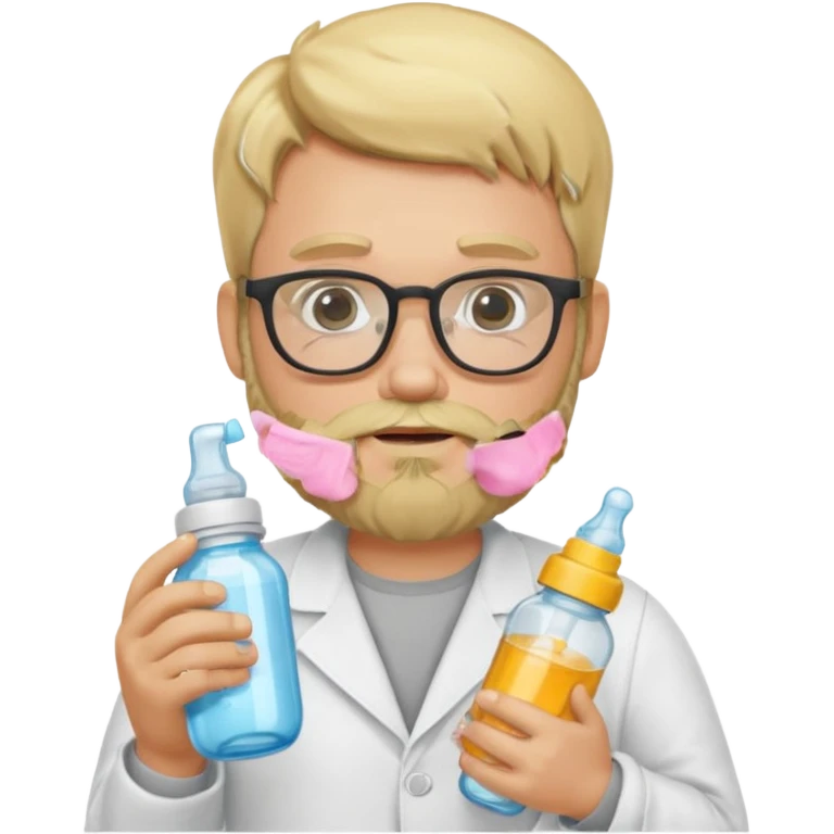 blonde bearded man with glasses with baby bottle emoji