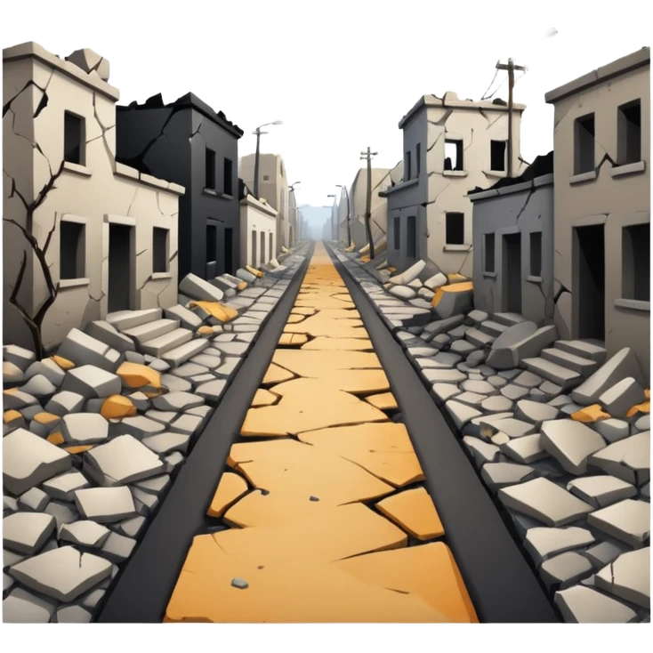 ruined town with horizontal destroyed road emoji