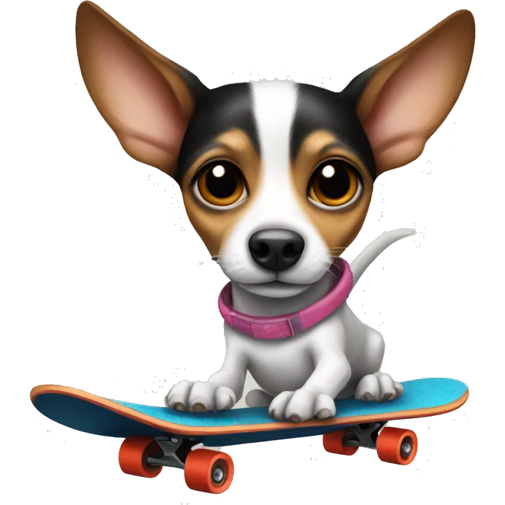 Rat terrier on a skateboard  emoji
