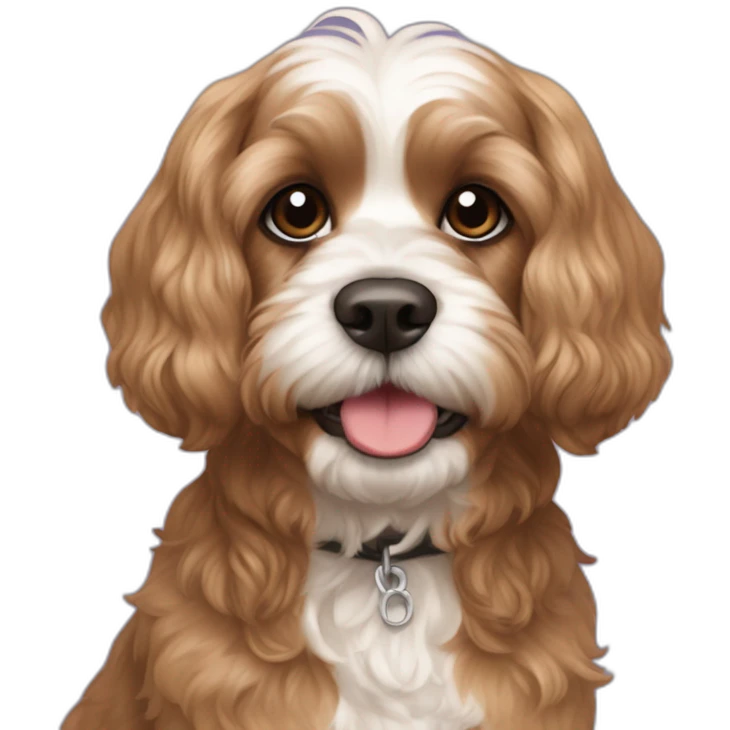 a King Charles cava poo with straight hair who is brown emoji