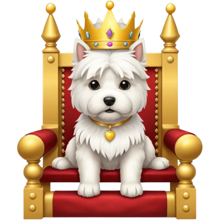 a west highland terrier sitting on a throne  emoji