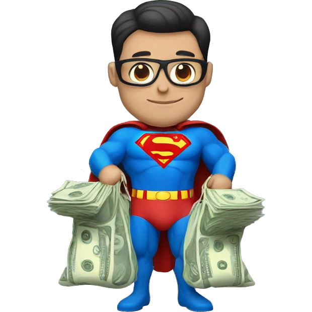 Superman with bag of money emoji