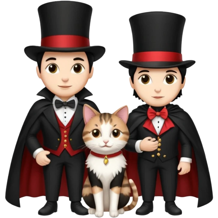magician couple and their pet cat emoji