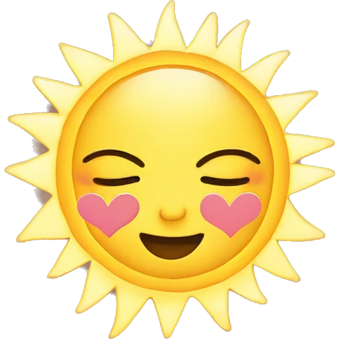 Morning sun with hearts and girl emoji