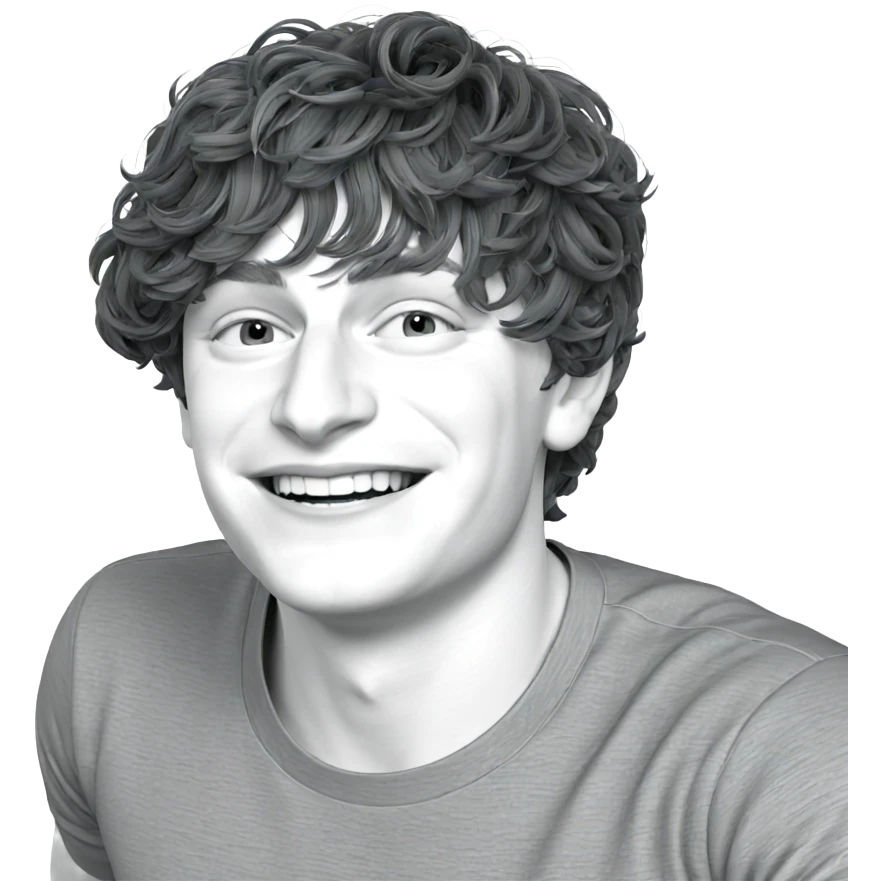 smiling boy in monochrome emoji