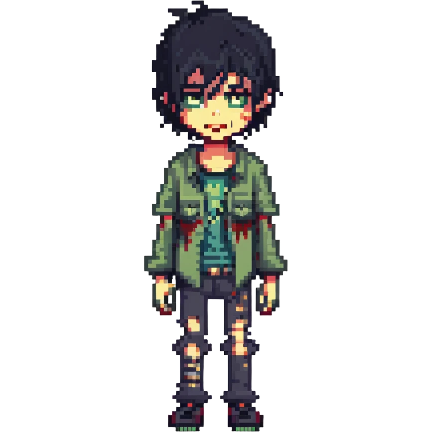boy zombie with black hair, emo style emoji
