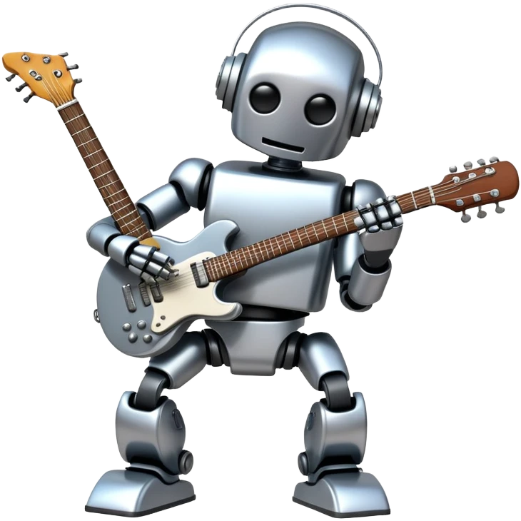 Robot playing guitar emoji