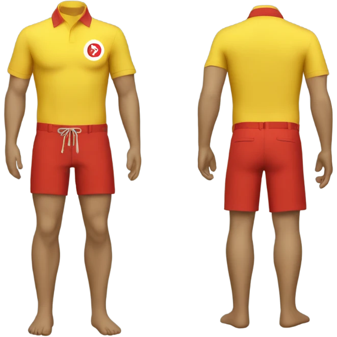 Lifeguard, yellow shirt and red shorts emoji