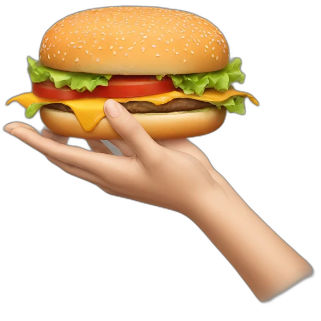 hands handing a burger emoji