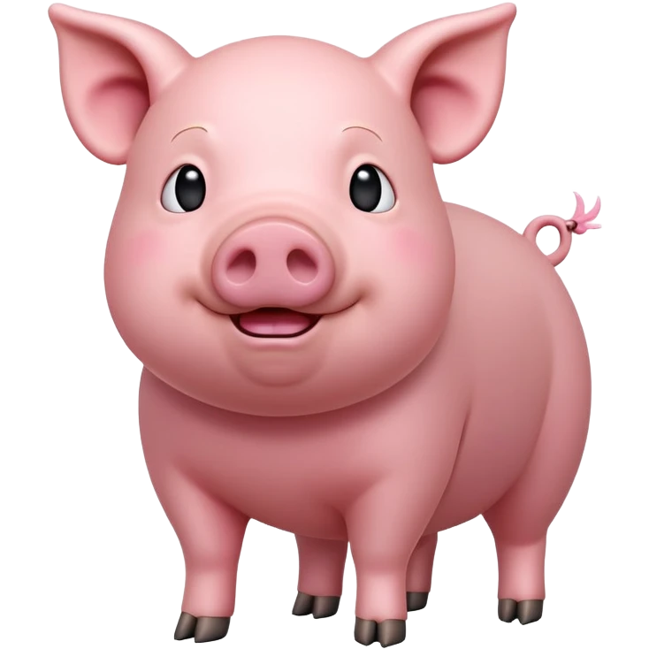 cinematic-[realistic pig]-realistic-full-body-standing-emoji,-tail-flicking-lazily,-head-tilted-dramatically,-sleek-[pink]-skin,-simplified-yet-realistic-focused-features,-highly-detailed,-glowing-with-an-almost-sarcastic-glow emoji
