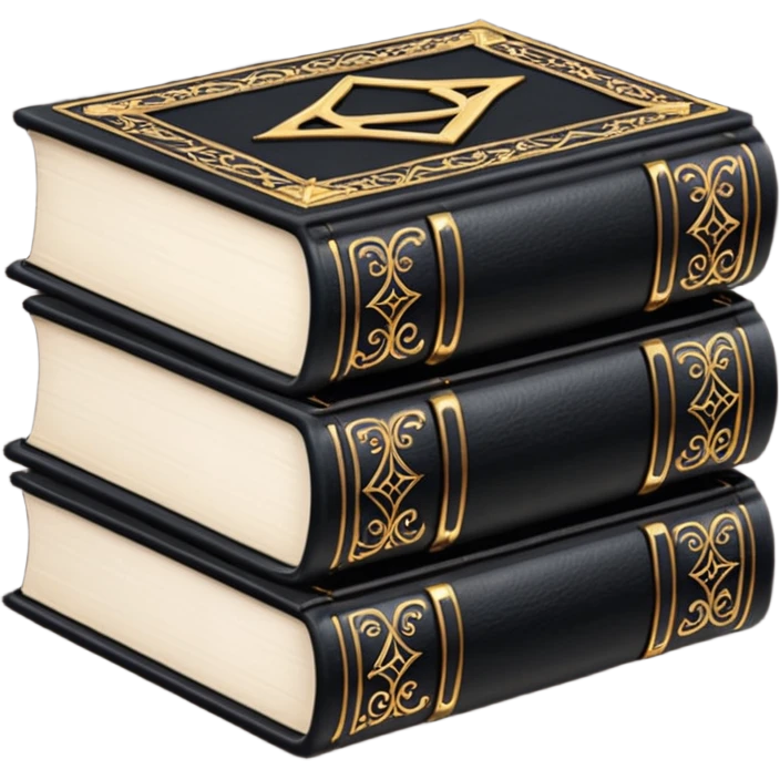 5 black gothic books on top emoji