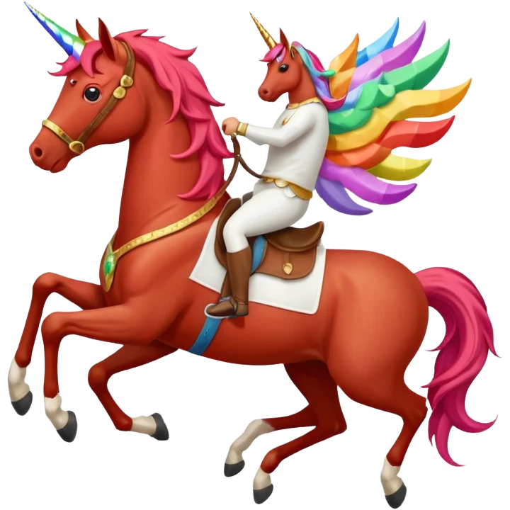 red horse agressive running unicorn money on the saddle emoji