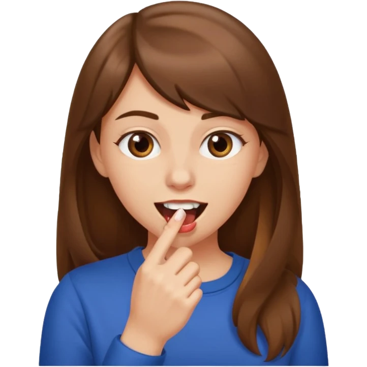 Une fille brune et blanche qui se mord l'ongle avec ses dents emoji