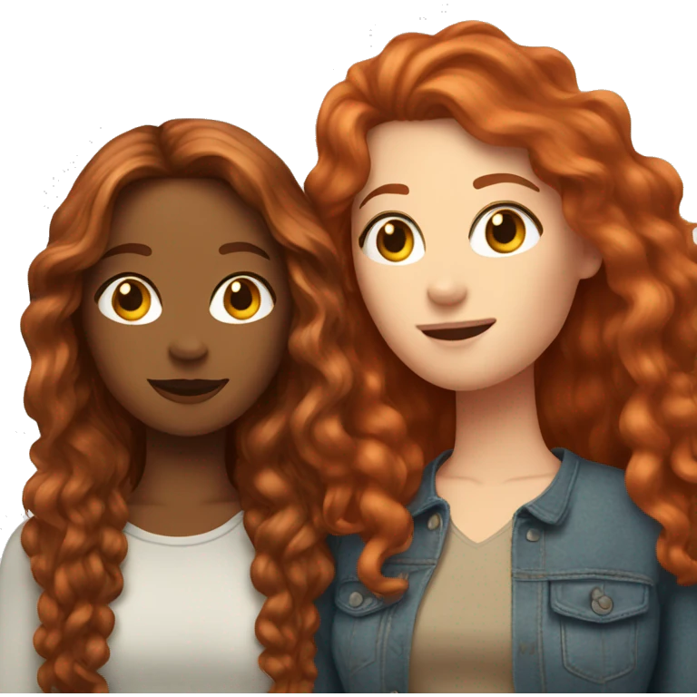Long red haired woman with brunette woman best friends emoji