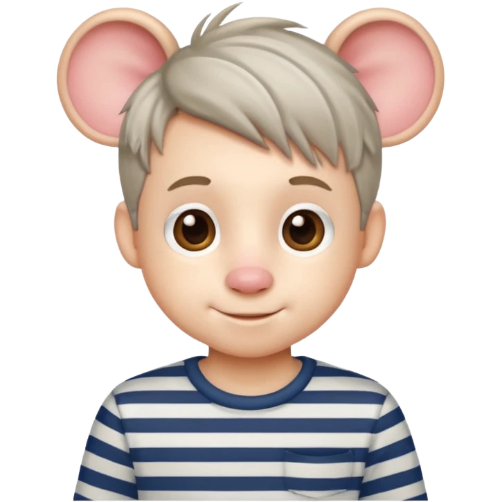 stripped shirt wearing Cute boy mice hair style. emoji