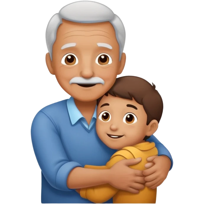 small kid hugging grandpa, happy and loving emoji