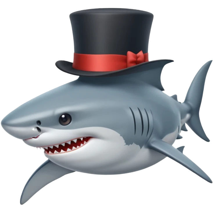 Shark with a top hat emoji