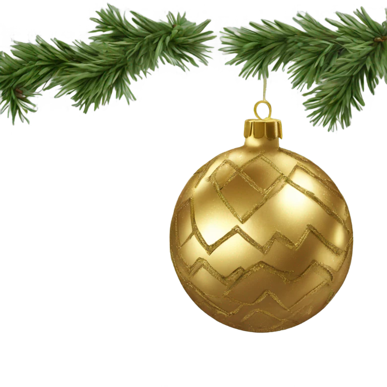 Realistic metallic Christmas gold ornament emoji