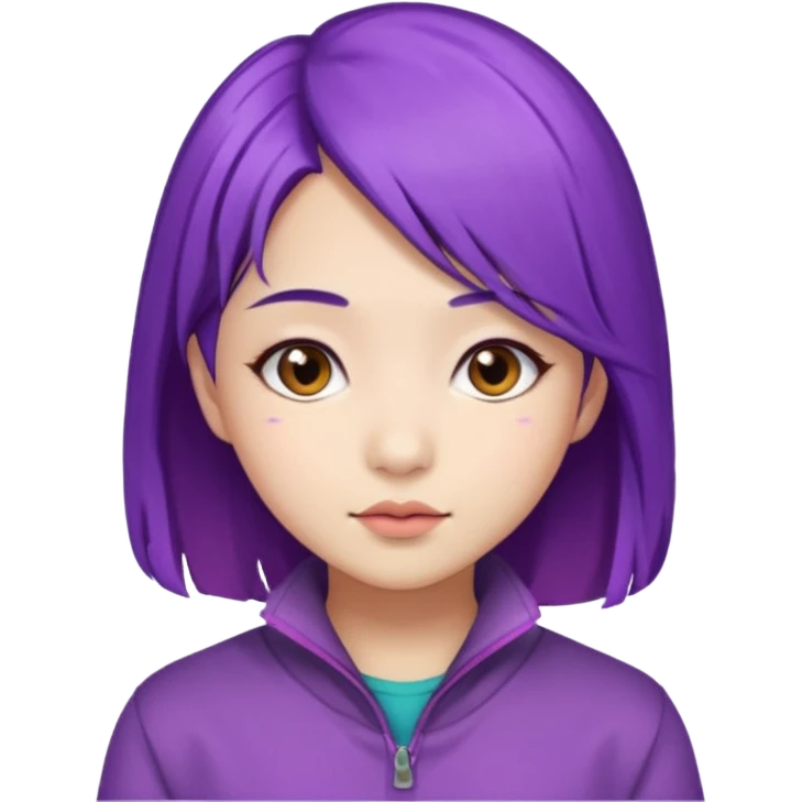 purple haired girl, asian emoji
