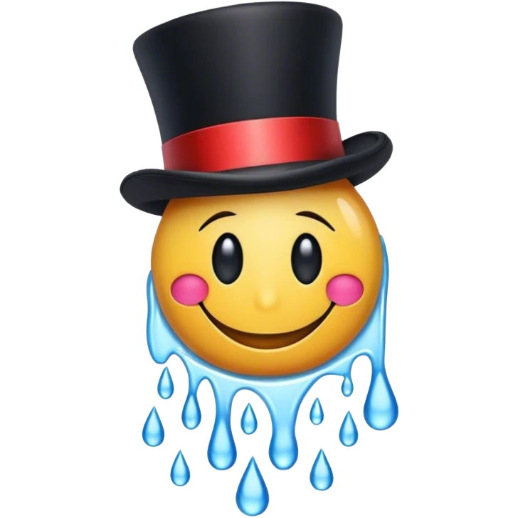 Smiley face with tears with a top hat emoji