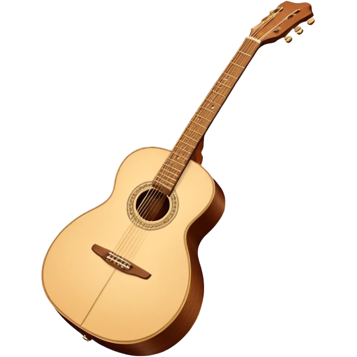 “Flat vector icon of a Cuban tres guitar in three-quarter view, warm brown wood, thick dark outline, minimal details, centered on a soft warm cream or beige rounded-square (or circle) background; outside that shape everything is transparent. High resolution PNG.” emoji
