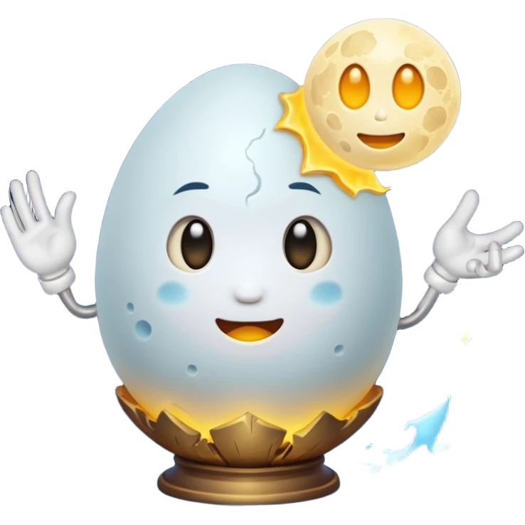 alchemy character cracking moon egg with light inside emoji