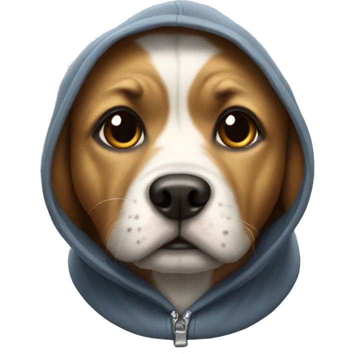 Dog wearing a hoodie dog emoji