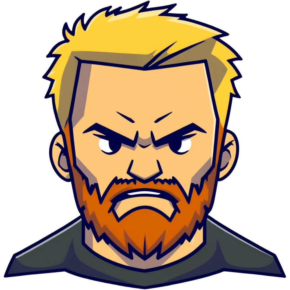 angry man with blonde hair and beard emoji