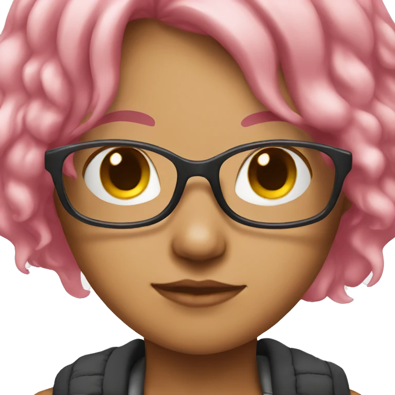 girl with pink hair and glasses emoji