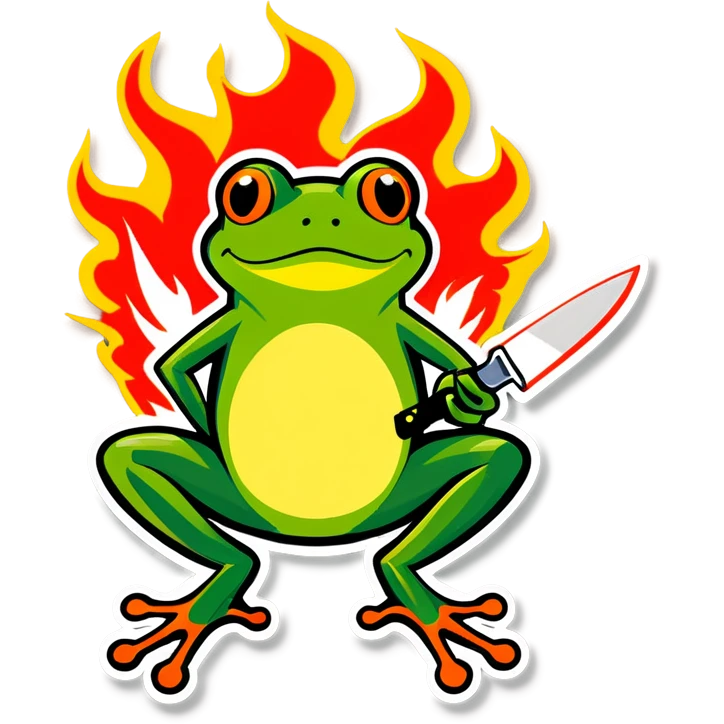 Frog with a knife and it’s on fire  emoji