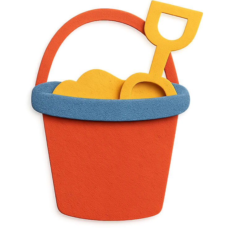 colorful and playful beach bucket and pail in paper-craft style emoji