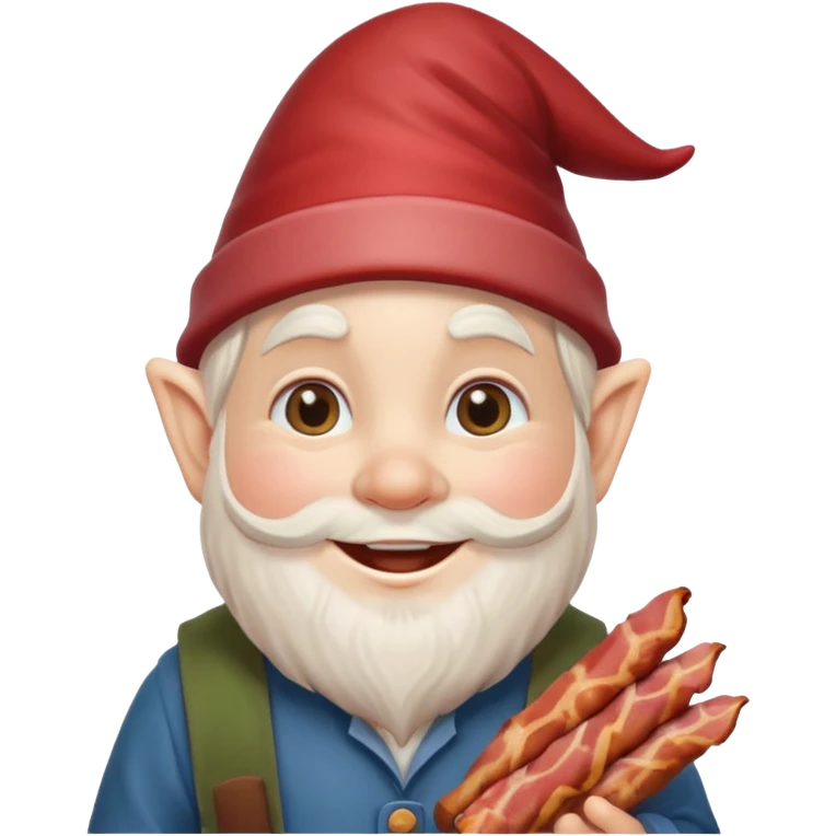 Garden gnome holding bacon emoji