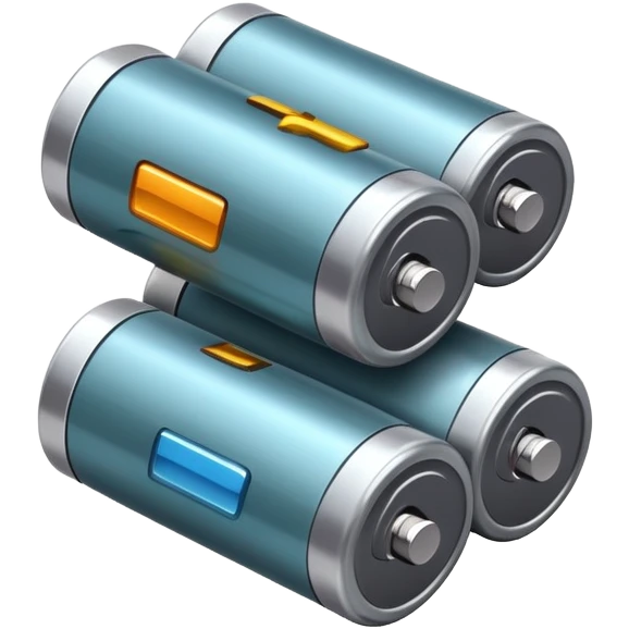 Two dead batteries stacked on top of each other, depleted, empty power emoji