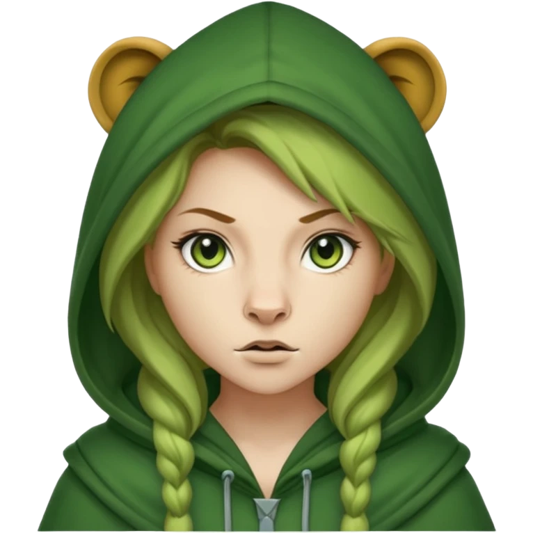 green Hooded lion woman emoji