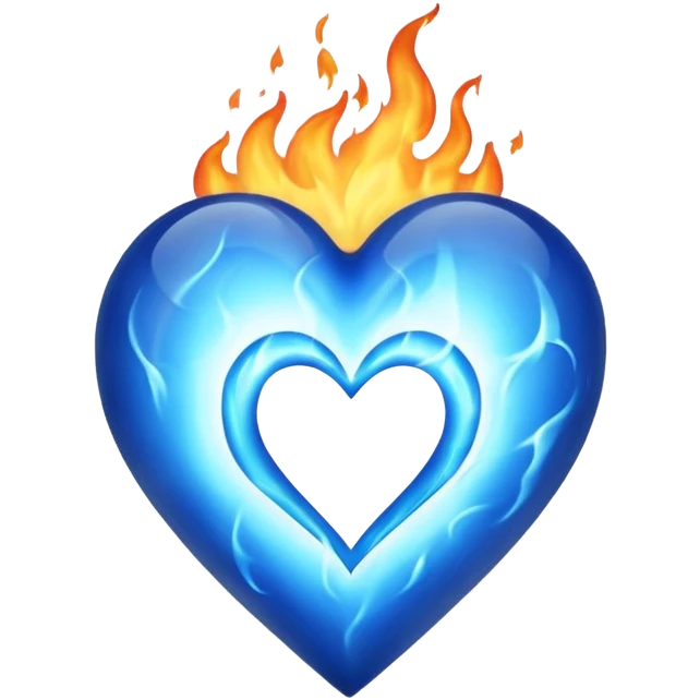 burning blue heart with blue flame emoji
