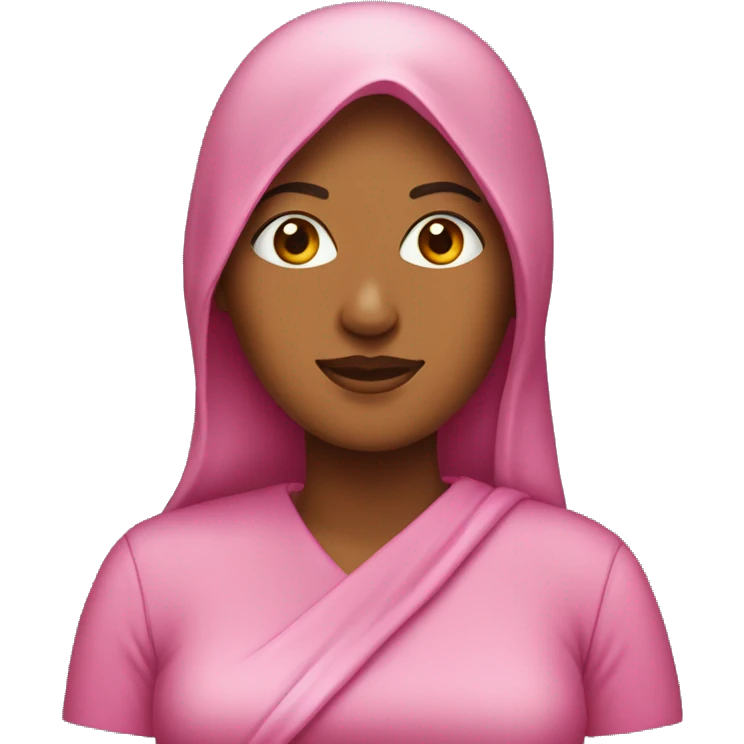 Woman wearing pink baklava emoji