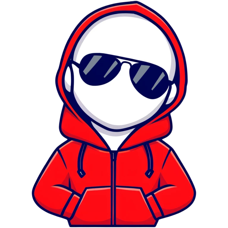 man with aviator sunglasses wearing a red hoodie emoji