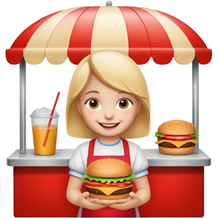 hamburger stand with a baby girl vendor emoji
