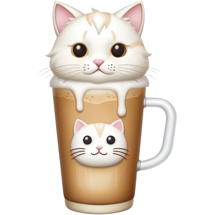 iced latte with a white cat head on the top emoji
