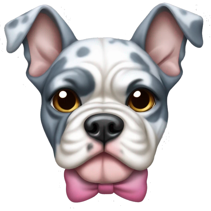 Blue Merle bulldog with bows emoji