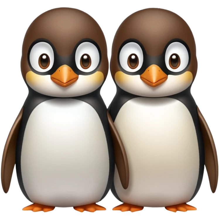 2 Penguins one with Brown hair emoji